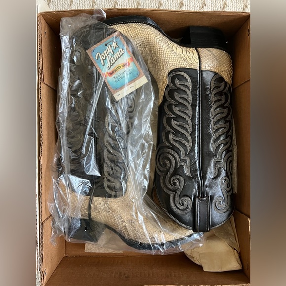 NWT Tony Lama western boots, black/tan, size 7.5 - Picture 3 of 11